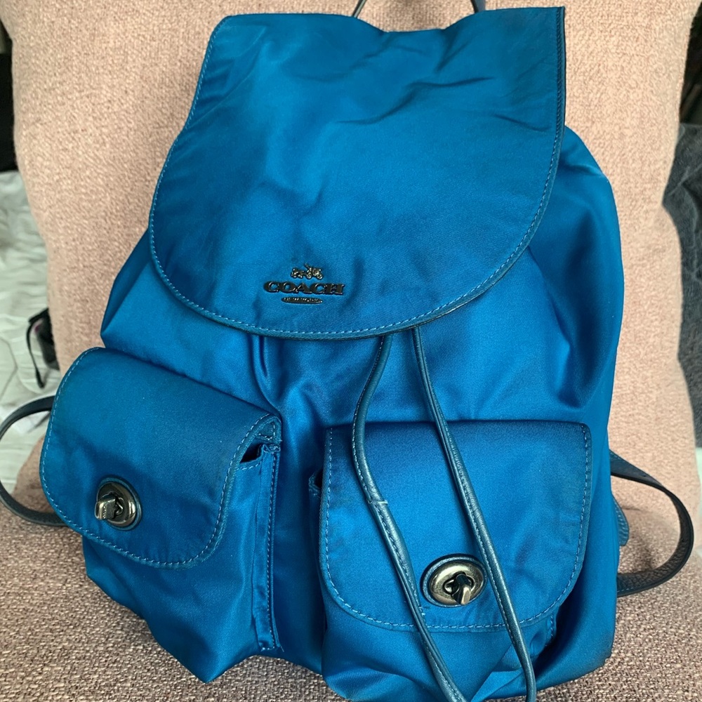 COACH BLUE NYLON BACKPACK